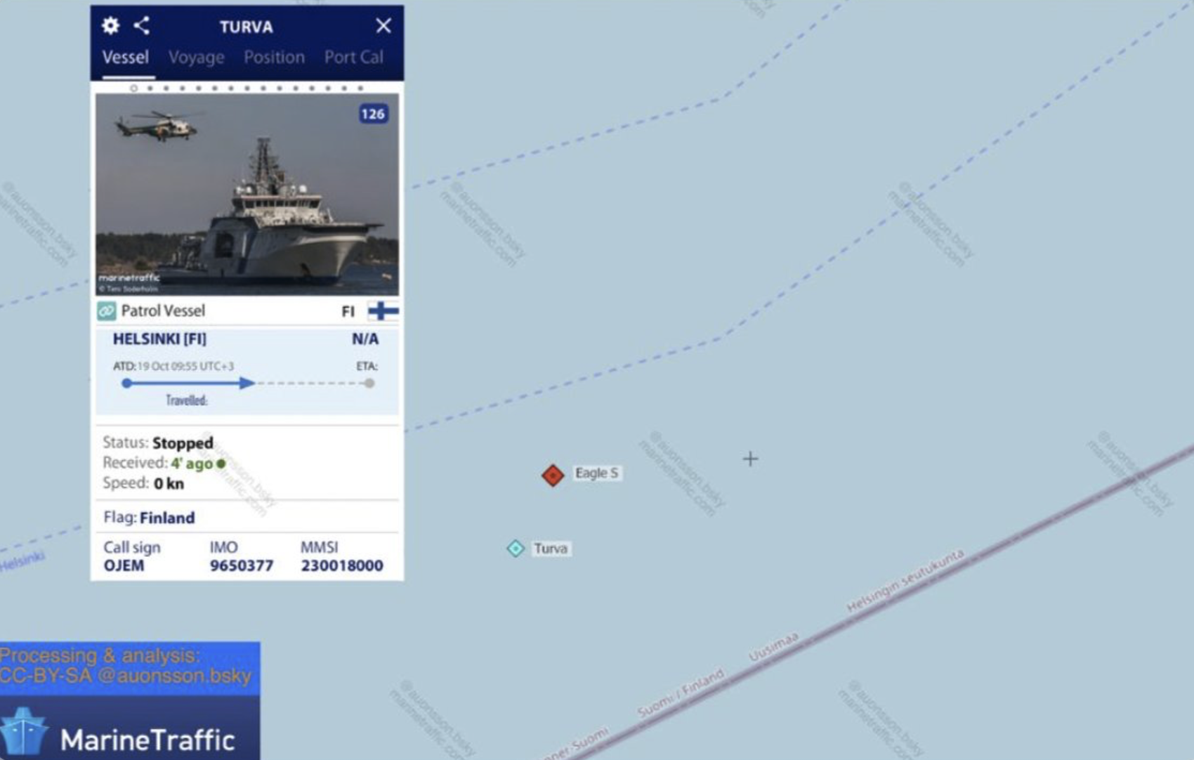 Cook Islands Oil Tanker EAGLE S Suspected in Estlink 2 Cable Damage