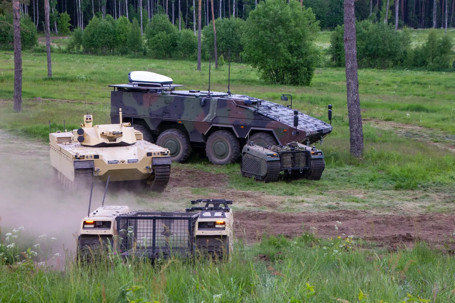 Unmanned platforms are integrated for reconnaissance, casualty evacuation, and across the full spectrum of maneuver, fires, and sustainment within battlegroups