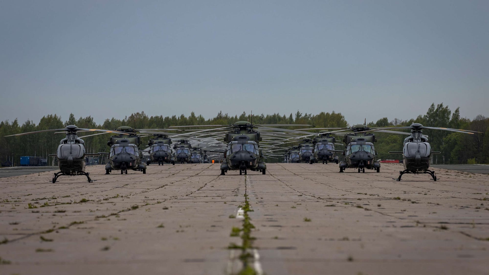 At the reactivated airfield in Panevėžys, the helicopters are ready for operations during the NATO Griffin Lightning 2025 exercise.