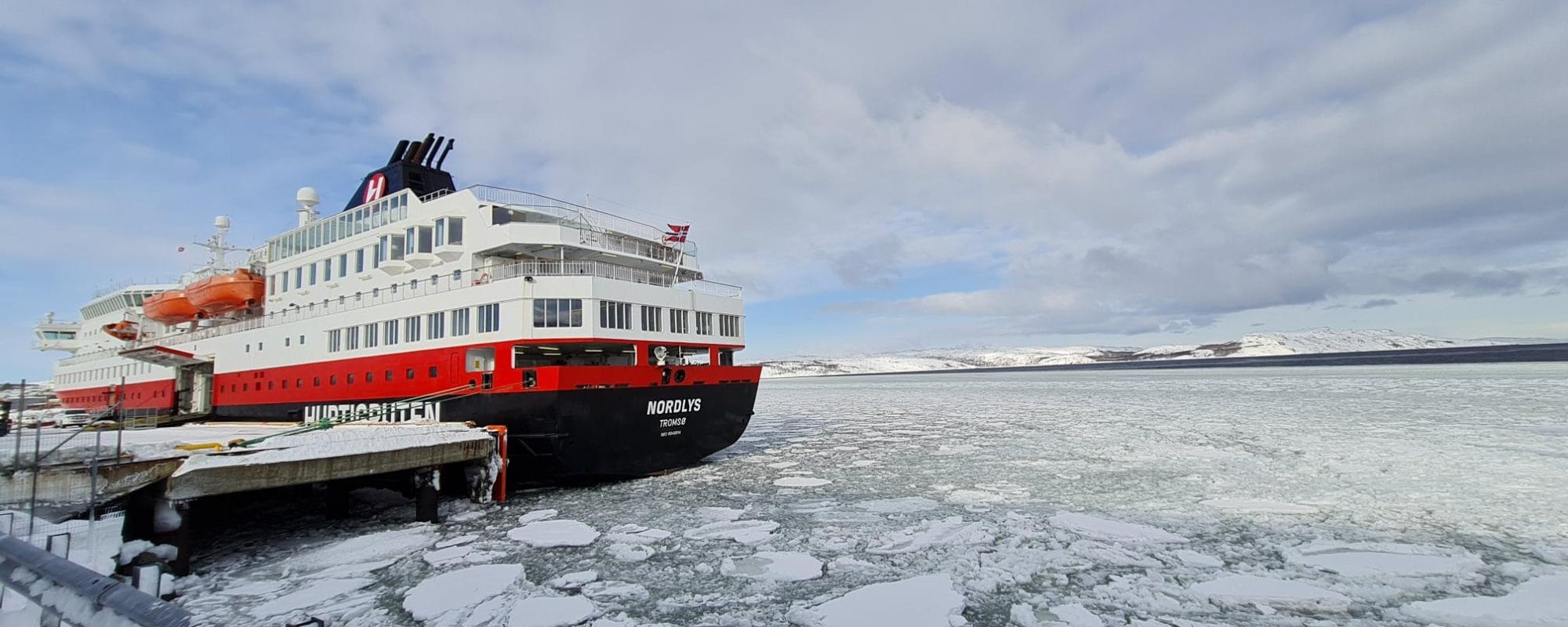A vessel in arctic ice in Kirkenes. 