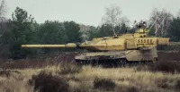 A beigeLeopard 2 A7 Main Battle Tank