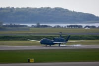 A NATO RQ-4D Phoenix lands in Ørland, Norway, during the NISRF Agile Combat Employment (ACE). (Photo by Royal Norwegian Air Force)