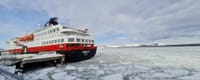 A vessel in arctic ice in Kirkenes. 