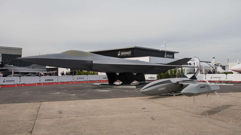 An image of a FCAS model jet at an airshow